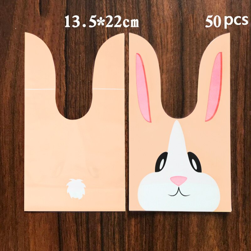 Konijn Oor Voor Sweets Bunny Verjaardag Party Goodie Bags Verpakking Bonbonniere Bag Verpakking Candy Cookie Pasen Decoratie: 50PC Rabbit