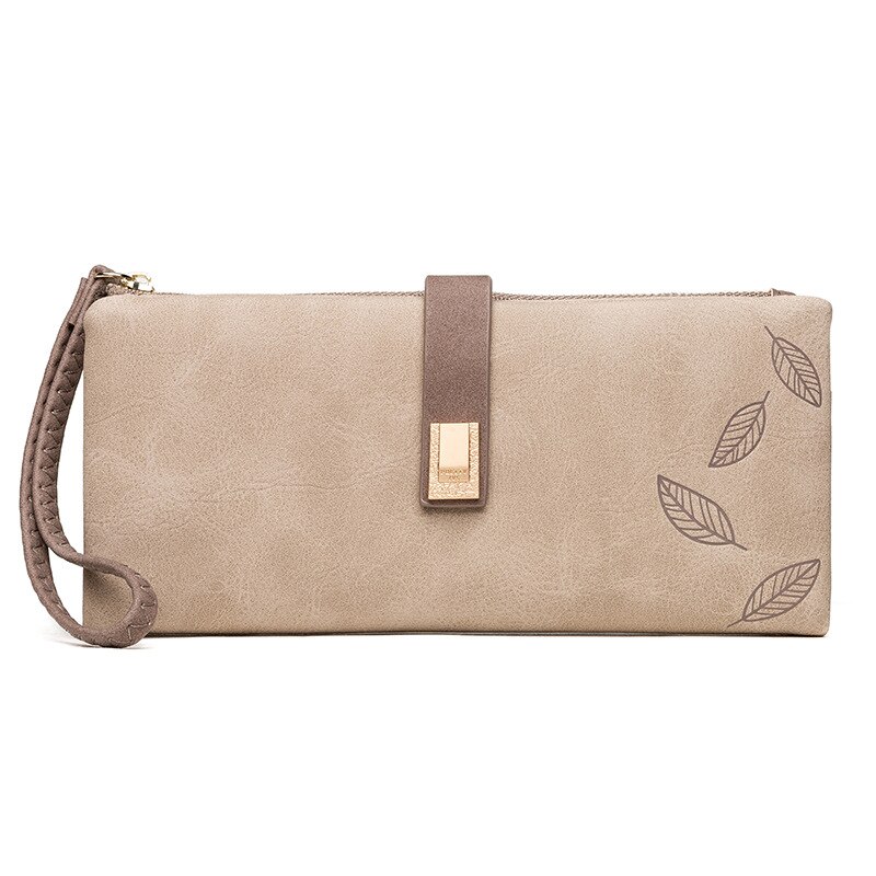 Polsbandje Clutch Wallet Vrouwen Zachte Lederen Kaarthouder Rits Mobiele Telefoon Zak Grote Capaciteit Portemonnee Vrouwelijke Portemonnee Carteras: Khaki