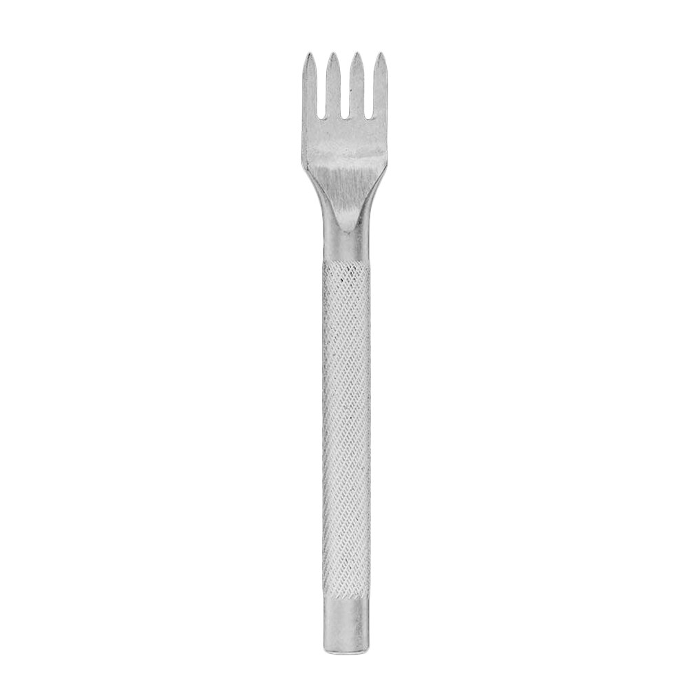 1Pc Leather Stitching Punch Chisel Craft DIY Handmade Sewing Tool HG99: Three tooth silver
