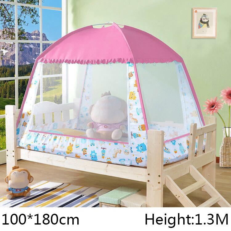 Multipurpose Kids Mosquito Net Infant Bed Canopy Curtain Dome Tent Summer Bed Floor Netting Tent Outdoor Camping Mosquito Bed: Pink-100x180x130cm