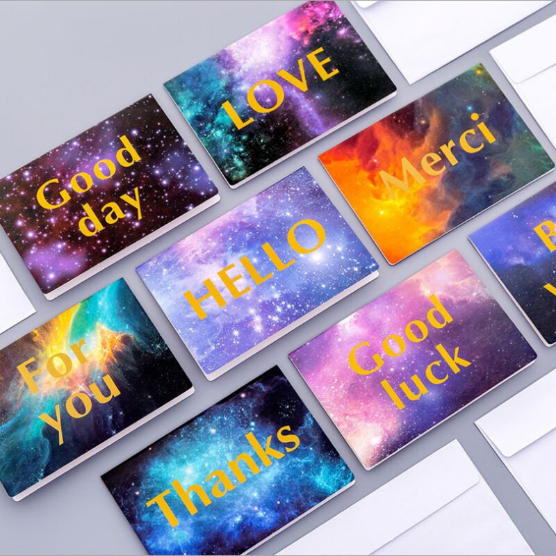 50pcs per pack Blue Starry Sky Postcard Beautiful Scenery Cards Message Greeting Card with envelope: mixed