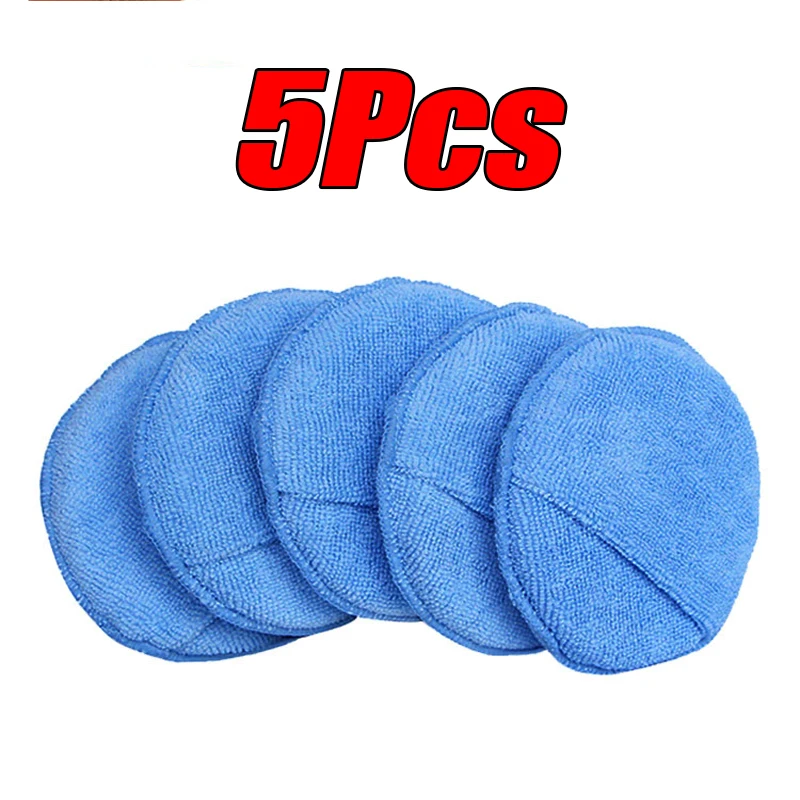Almohadillas aplicadoras de detalles de coche, esponjas para el cuidado del coche, esponjas para pulir y encerado, esponjas de espuma de bolsillo redondo de microfibra suave, Herramientas de limpieza de coche, 10 Uds.: Blanco