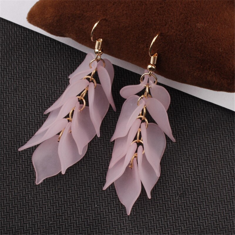 Flower Handmade Bohemia Boho Earrings Women Long Hanging Earrings Crystal Female Wedding Earings Party Jewelry: Pink