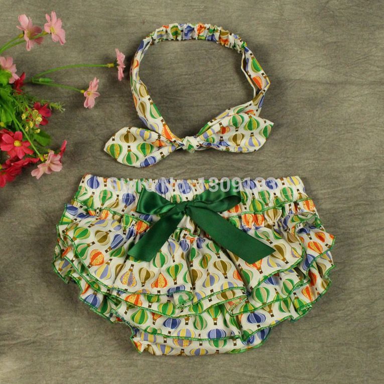 3 Colors Cute Baby Girl Ruffled Bloomer with Knot Headband Kids Infant Toddler Skirts Cothing