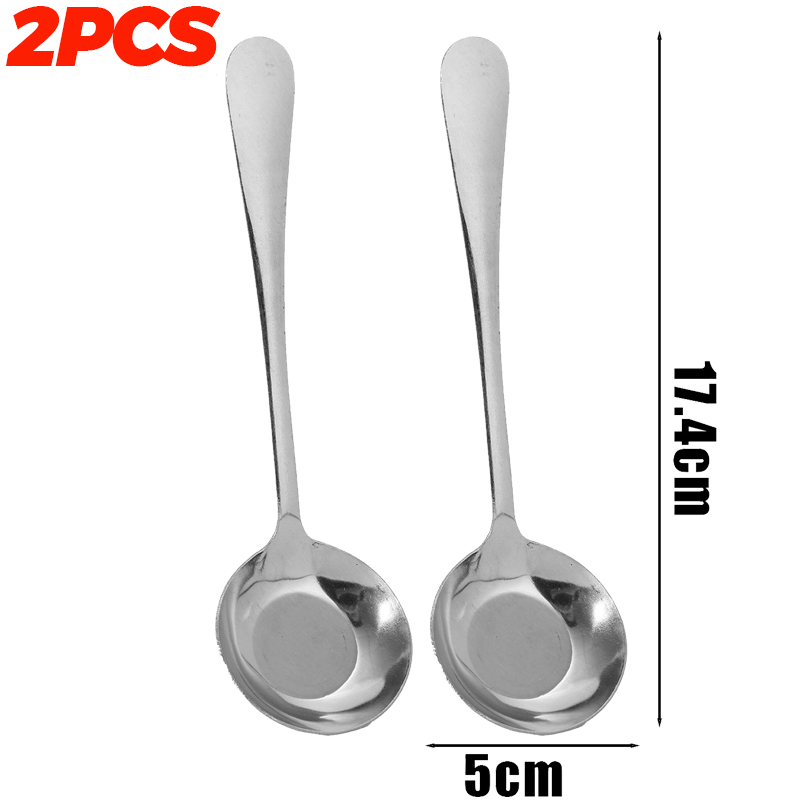 1/10PCS Ronde Kop Soeplepel Rvs Lange Steel Roerlepel Draagbare Dessert Koffie Scoop Thuis keuken Servies: Bruin
