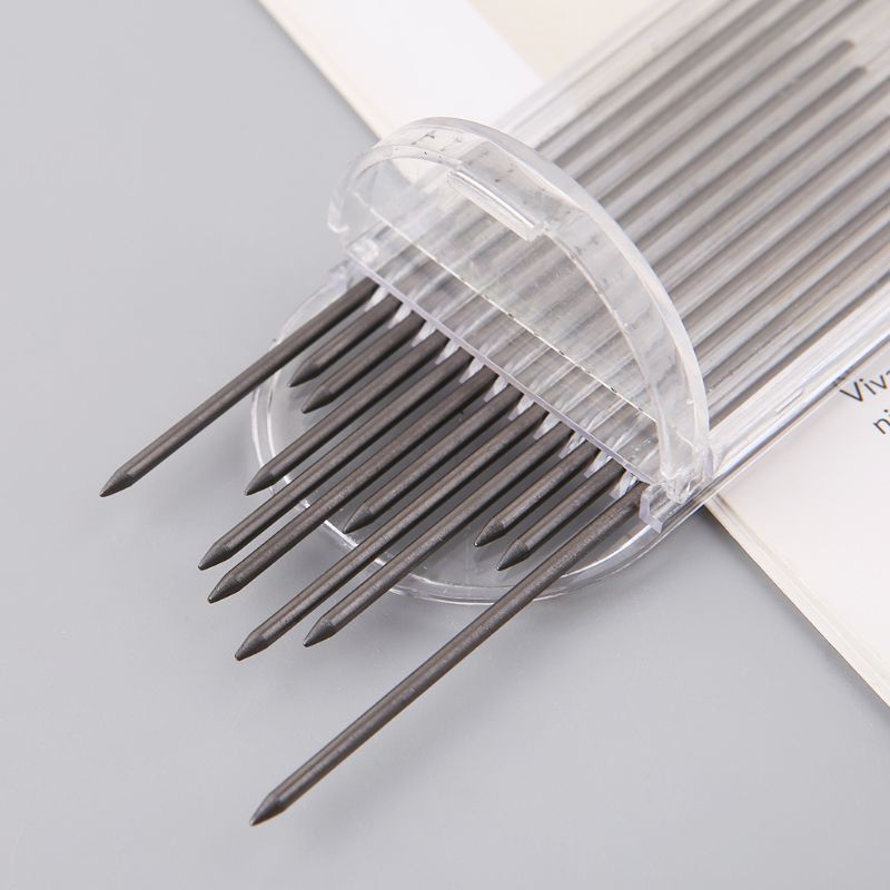 12Pcs 2.0 mm Mechanical Pencil Black 2B Lead Refills Draft Drawing Writing Crafting Art Sketching School Stationery Office