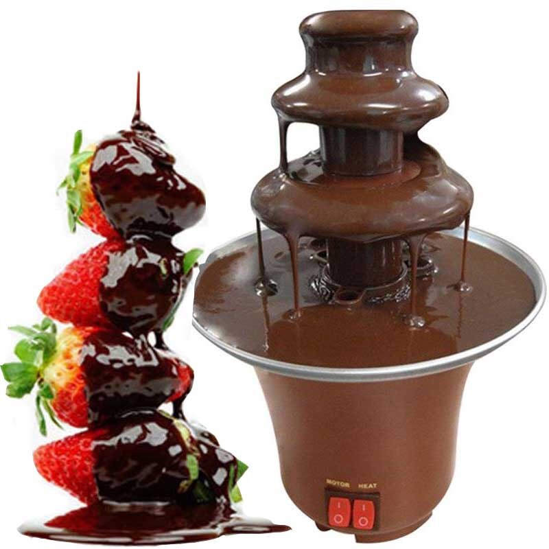 3 lag mini chokolade springvand fondue sæt chokoladesmelte med varmemaskine diy smelte vandfald gryde smeltning