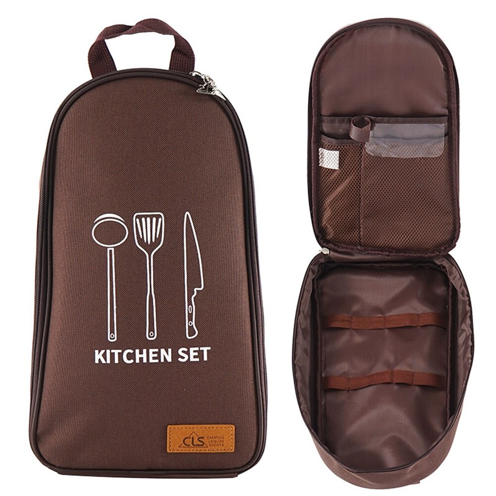 Camp Kitchen Utensil Organizer Travel Set Portable BBQ Camping Cookware Handbag: B