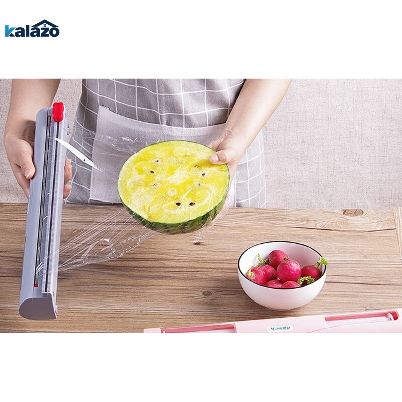 Magic abs nyttig frugt mad frisk holde plastik cling wrap dispenser konserveringsmiddel film cutter køkken med plastik wrap