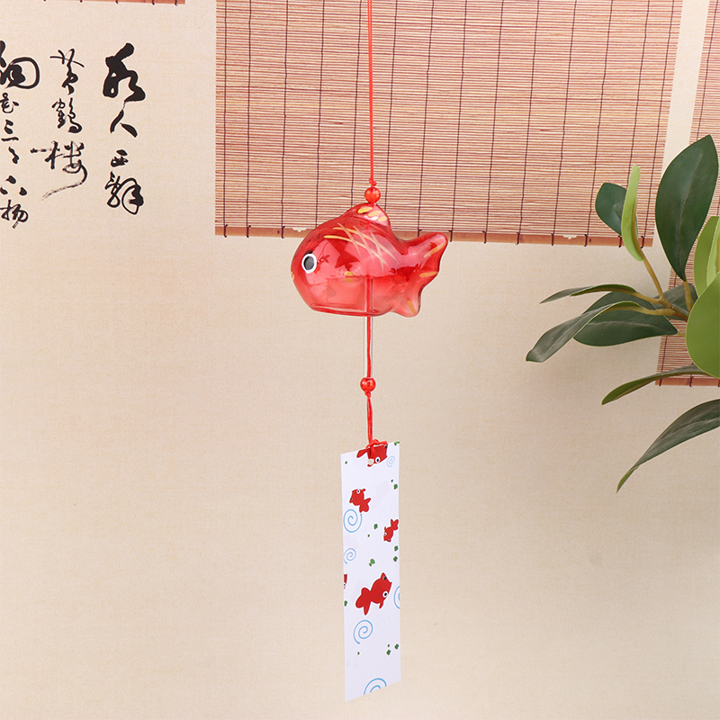Windspiel, Glockenspiel, japanisches Glas, Goldfisch, Garten, zum Aufhängen, Outdoor-Dekor, Anhänger, Furin, dekoratives Fischornament: Licht Grau