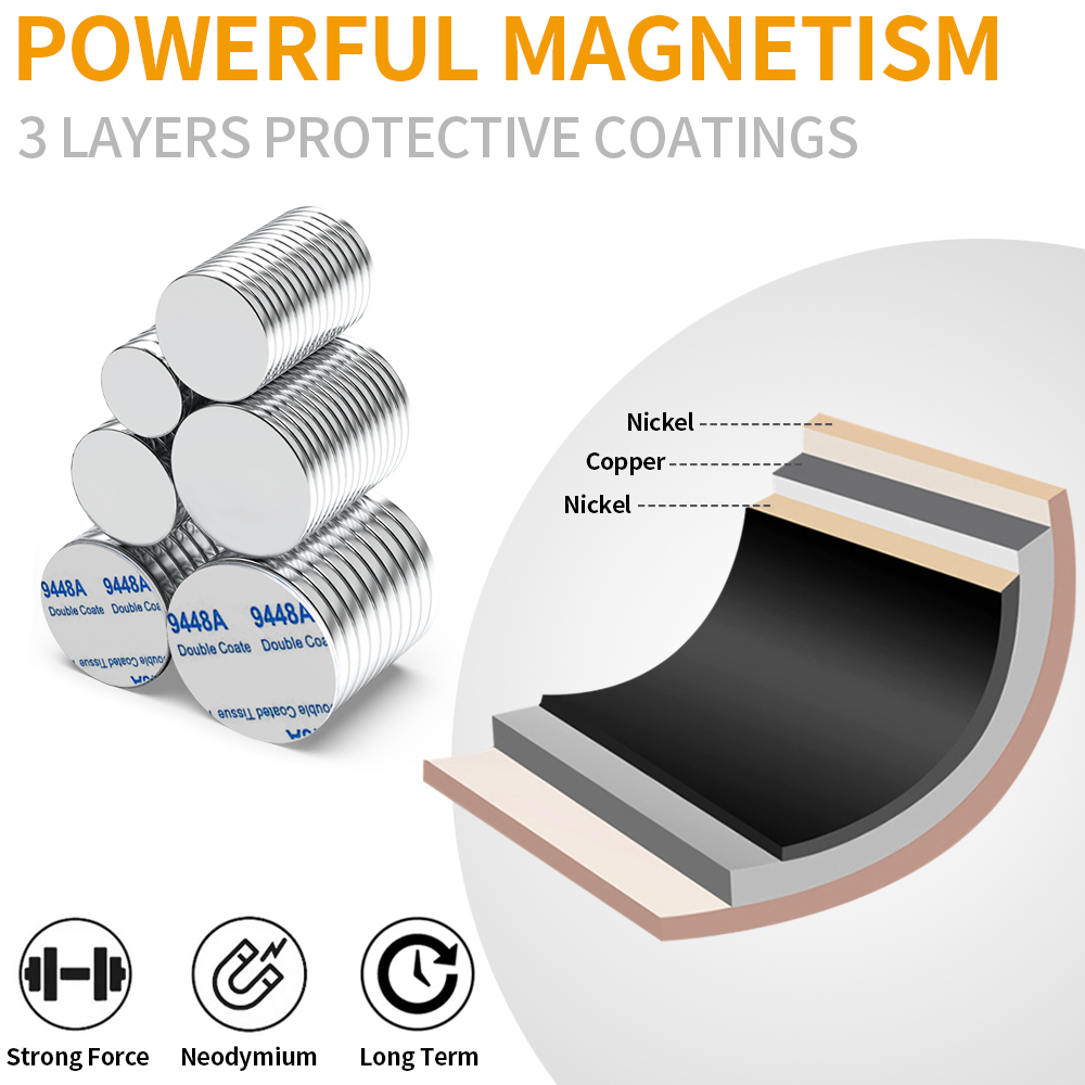 Strong Round Magnets With double-sided adhesive magnet for Fridge, DIY Projects, Science & Office Use Refrigerator magnet