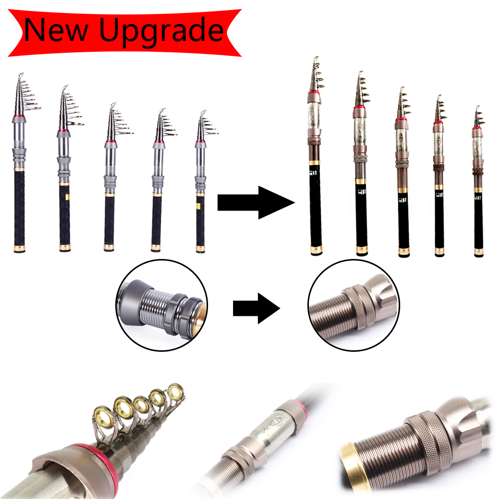 Carbon Fiber Telescopic Fishing Rod Portable Spinning Fishing Rod Pole Travel Sea Boat Rock Fishing Rod 1.5m 1.8m 2.1m 2.4m