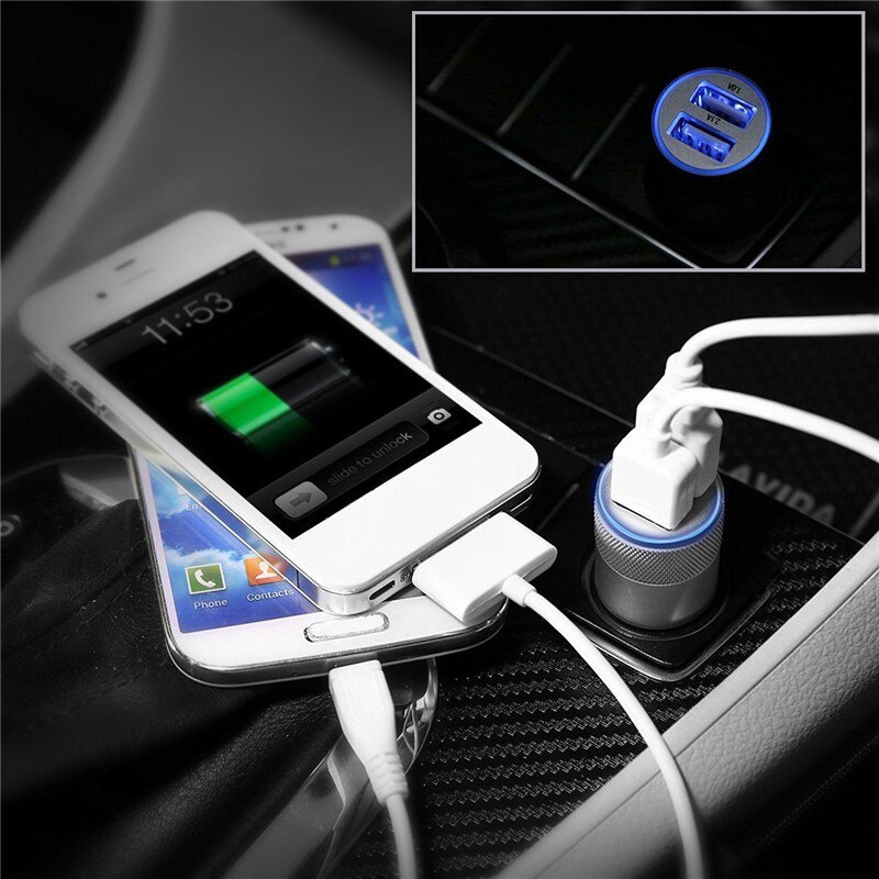 Cigarette Lighter Socket Car Charger 2.1A 1A Mobile Phone Charger 2 Port USB Fast Car Charger For IPhone Samsung Tablet Car-Char