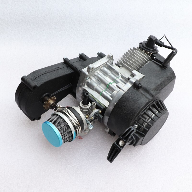 49cc 47cc Motorcycle Complete Engine for 2-Stroke Pull Start W/Transmission Mini Dirt Bike: silver