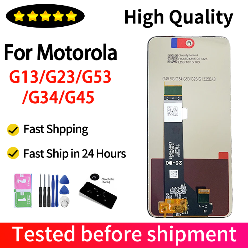 Pantalla LCD OEM de 6,5 pulgadas para Motorola Moto G13 G23 G53 G34 G45, montaje de digitalizador con pantalla táctil con marco