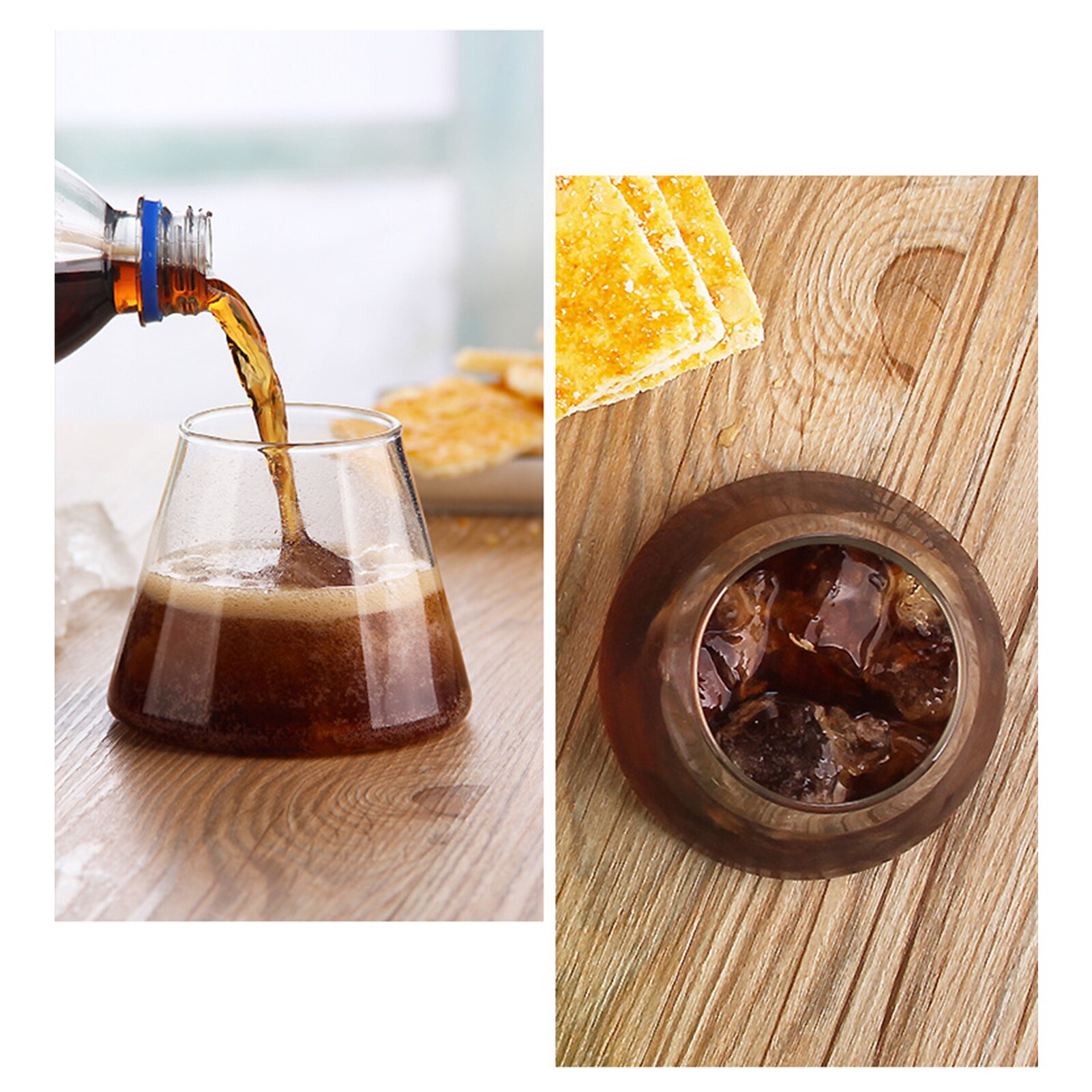 250/300ml Transparent Irregular Coffee Glass Cup Heat Resistant Ice Cream Wine Whisky Beer Mug Kitchen Water Drinking Cup