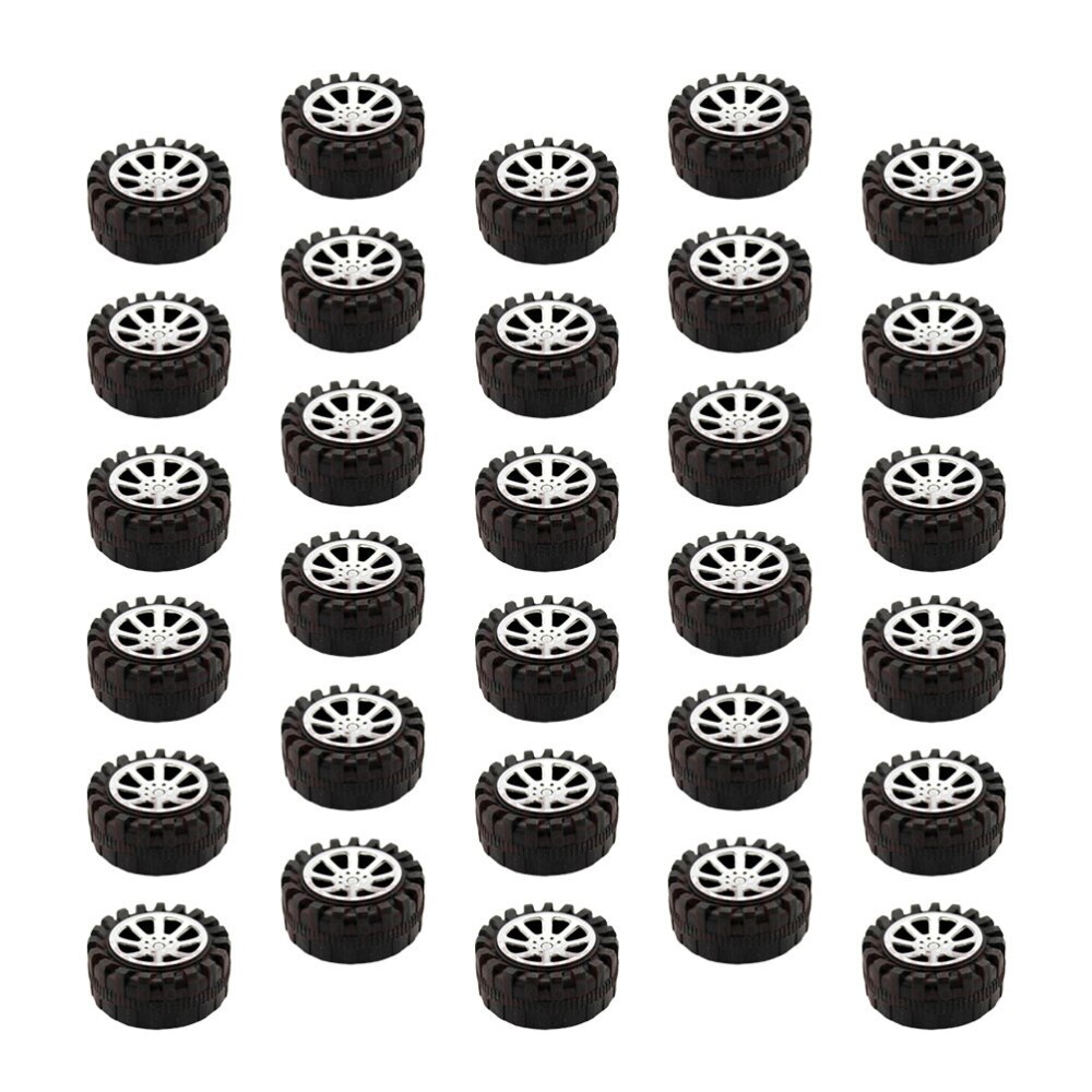 30 Pcs Wheels Model Durable Plastic 4.2CM Diameter DIY Painting Adornment for DIY Craft Home