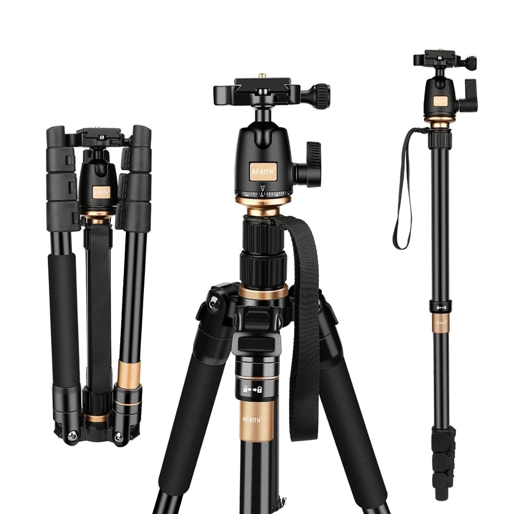 Trépied AFAITH QZSD Q555 pour appareil photo reflex numérique monopode de voyage en aluminium léger Ultra Compact avec plaque de dégagement rapide à tête sphérique