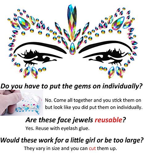 Ansigt juveler glitter , 1 stk juveler tatovering havfrue ansigt perler rhinestones øjne krop klistermærker krystaller glitter til fest festival