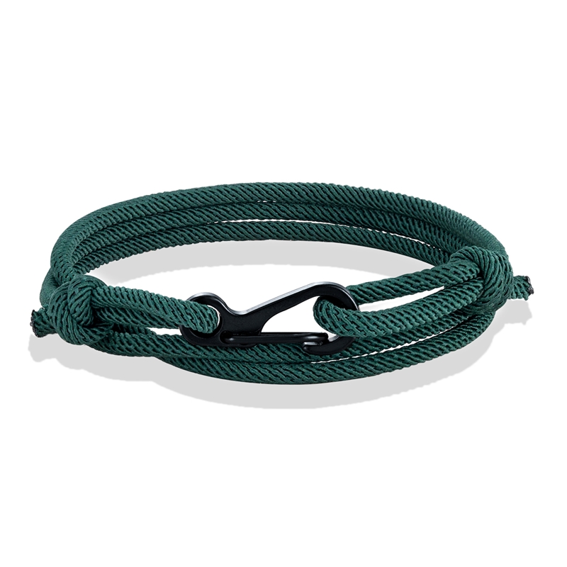 MKENDN-pulsera de cuerda de estilo náutico para hombre y mujer, brazalete minimalista de escalada, mosquetón, color azul oscuro, medianoche: Green