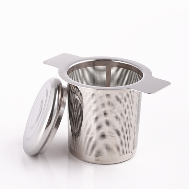 Kaffefilter tratt galler binaural kaffe läcka te läcka filter med lock &amp; handtag mesh läcka 304 rostfritt stål