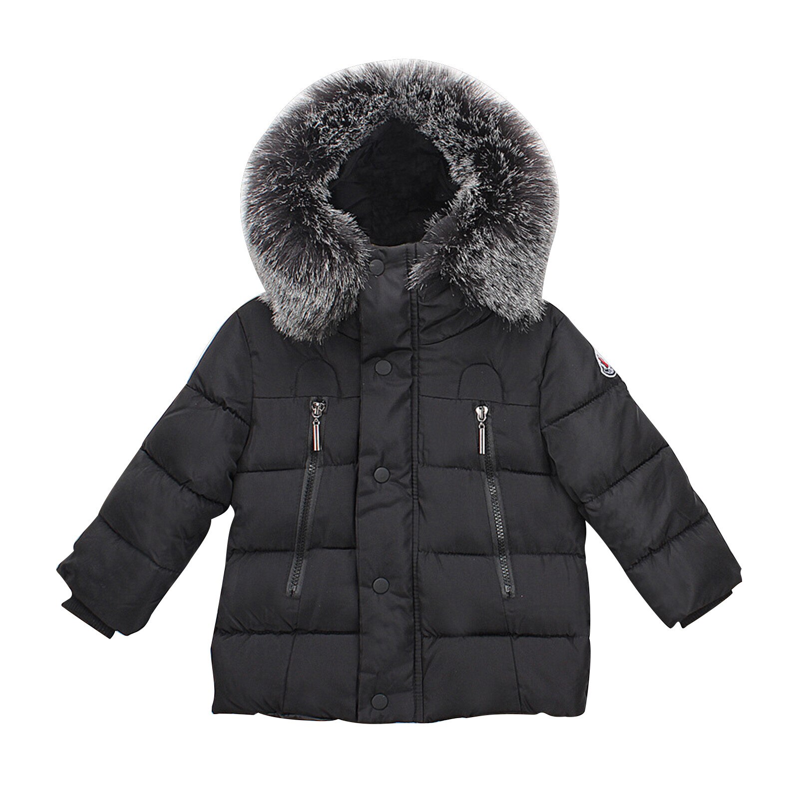 bambino dei capretti delle ragazze dei ragazzi inverno incappucciato giacca spessa cappotto caldo cerniera Outwear abbigliamento inverno piumino giacca invernale пуховик зимний: 12m