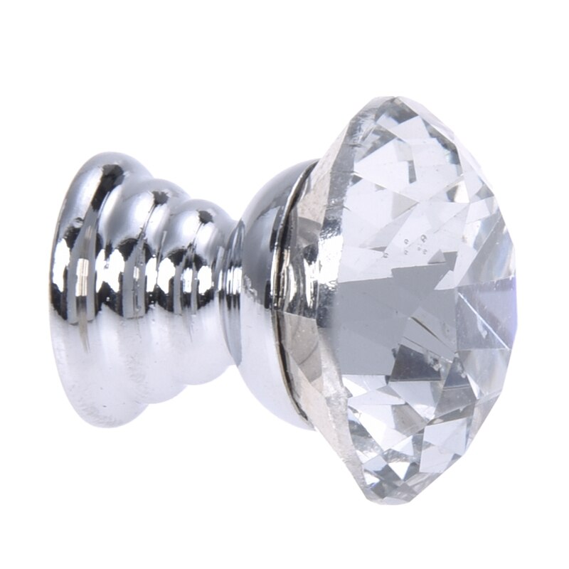 Perilla de armario de cristal transparente de 20mm de 10 Uds., manija de tirador de cajón, herraje para armario de puerta de cocina