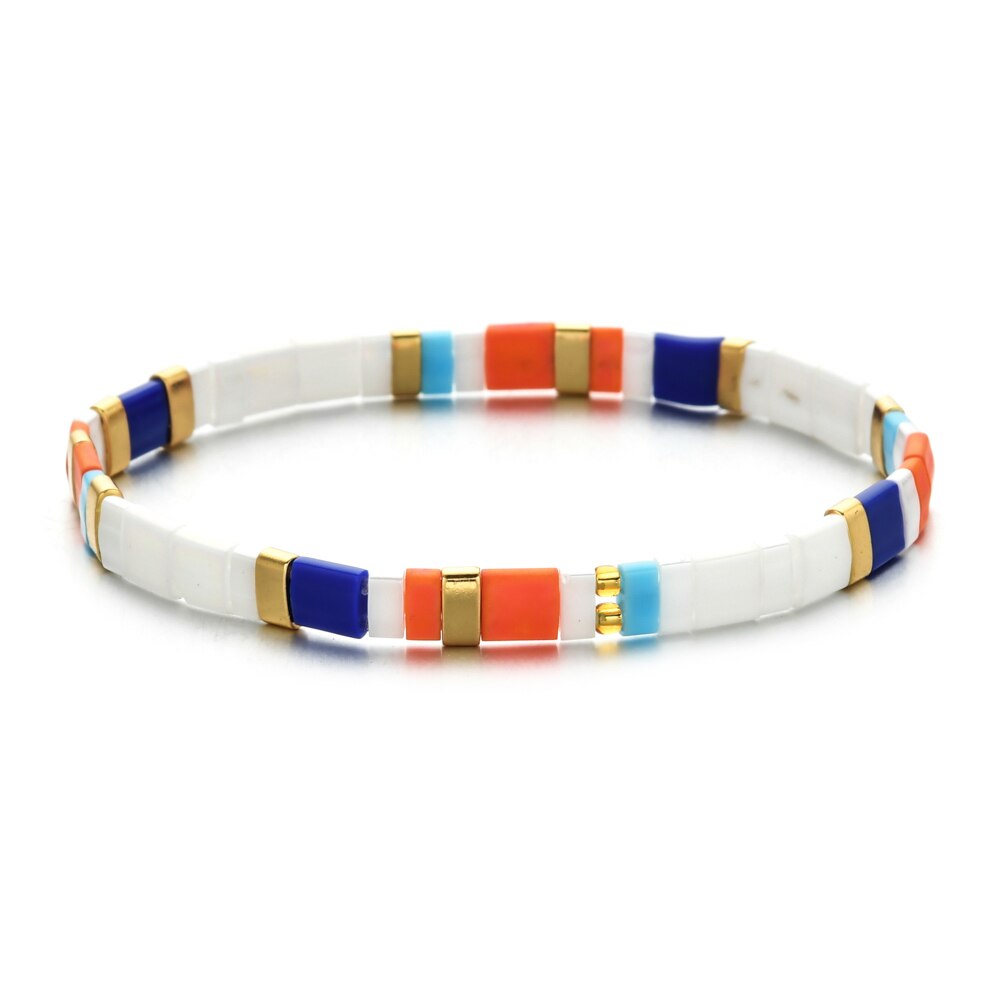 Smzy pulseira feminina com miçangas do arco-íris, artesanal e elástica, com pingentes da amizade, pulseira feminina: HGSL062