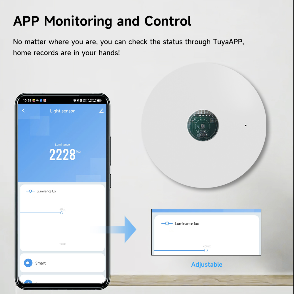 Tuya WiFi Czujnik światła Czujnik jasności Detektor jasności oświetlenia Automatyka domowa z połączaniem urządzeń Smart Life