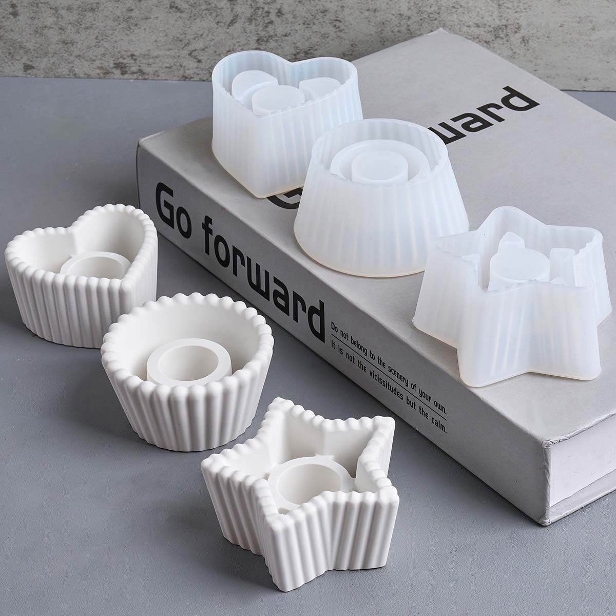 Portavelas con forma de estrella, molde de silicona para manualidades, candelabro redondo con forma de corazón, moldes de fundición de resina de yeso, decoración del hogar, artísticos