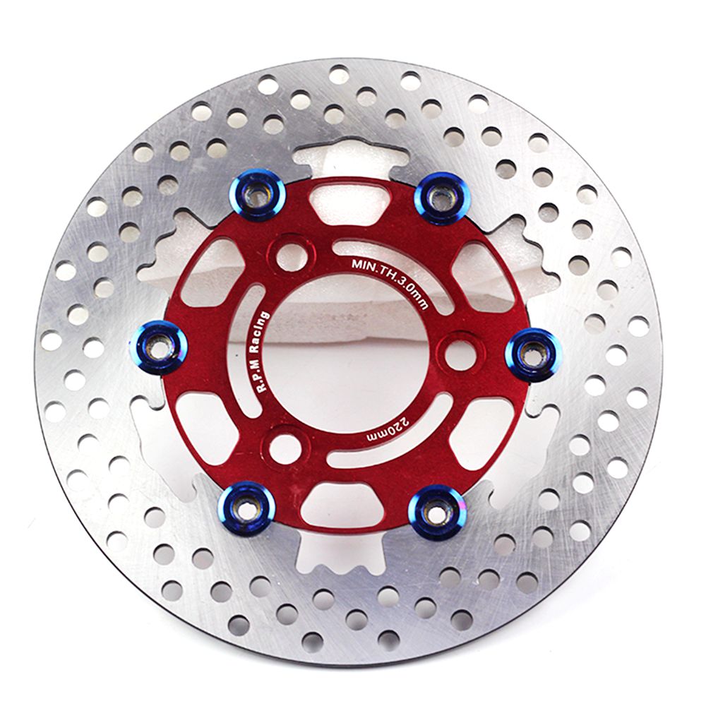 Disco flotante Universal de aleación de aluminio RPM de 3 agujeros para motocicleta, pastilla de freno de disco de 220mm con distancia de agujero de 70mm: Red