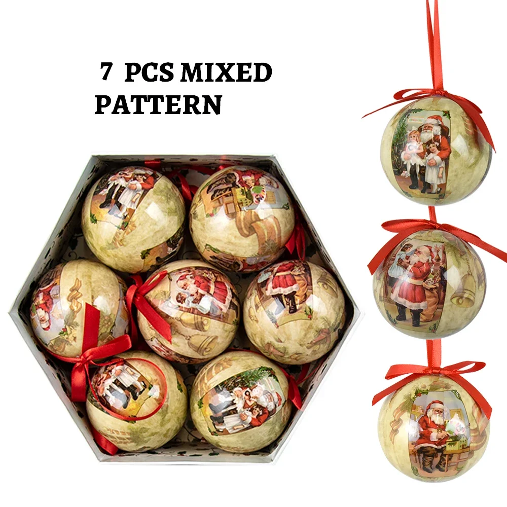 7PCS Christmas Balls Large Home Decoration Tree Balls Xmas Party Decor Christmas Spheres Christmas Tree Hanging Ornament: plum