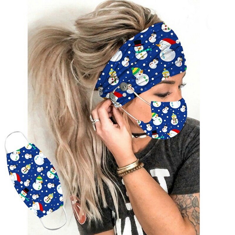 2 Pz/set del Tasto Di Natale Della Fascia Turbante Dei Capelli di Accessori Morbido Yoga Palestra Fascia Elastica Dei Capelli Con Viso Della Copertura di Sport Sciarpa Copricapi