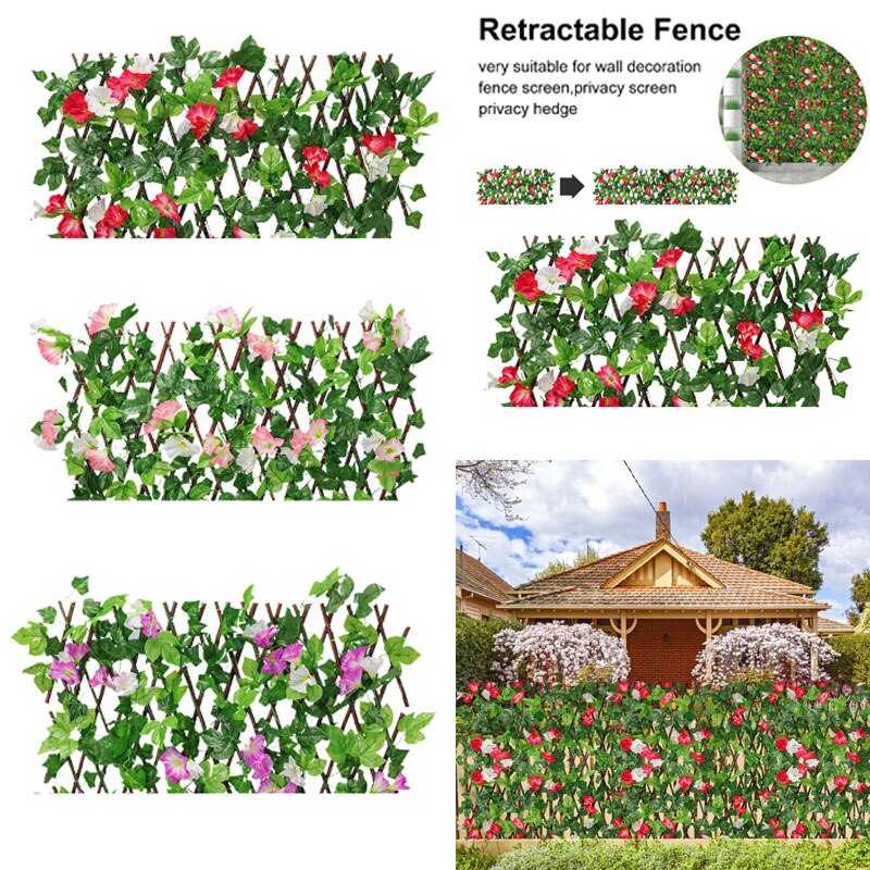 Clôture rétractable artificielle pour plantes de jardin, Simulation de fleurs, feuilles, décoration de jardin, écran de protection en treillis