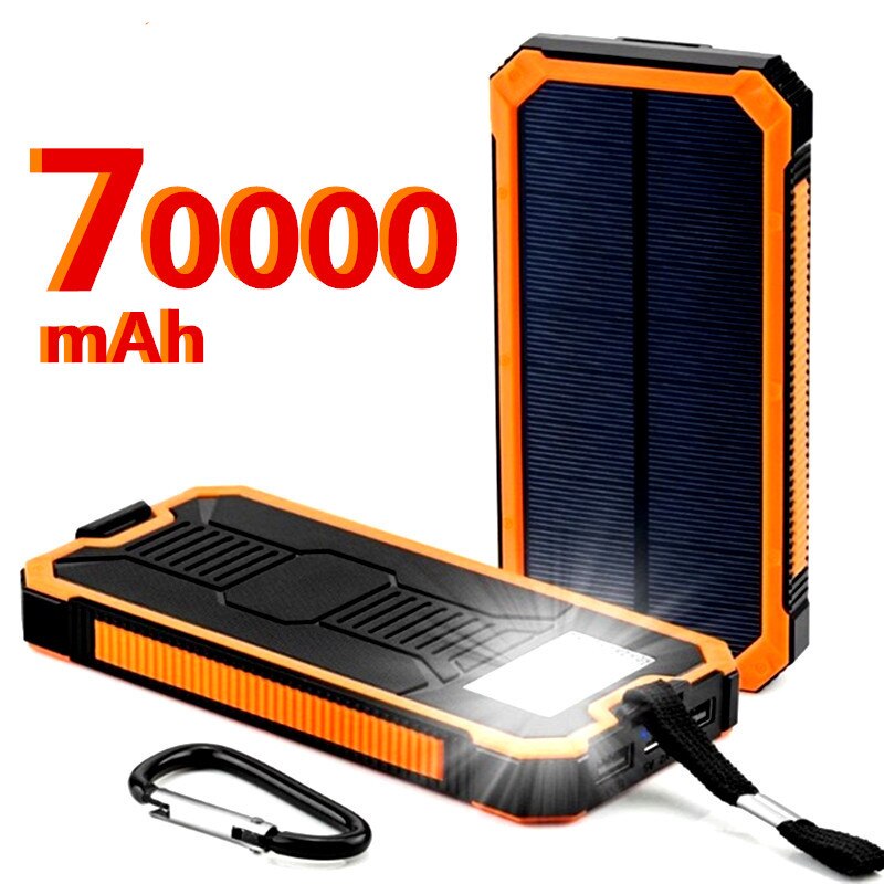 70000Mah Zonne Bank Led Verlichting Outdoor Draagbare 2USB Poverbank Reizen Externe Batterij Voor Samsung Iphone Xiaomi