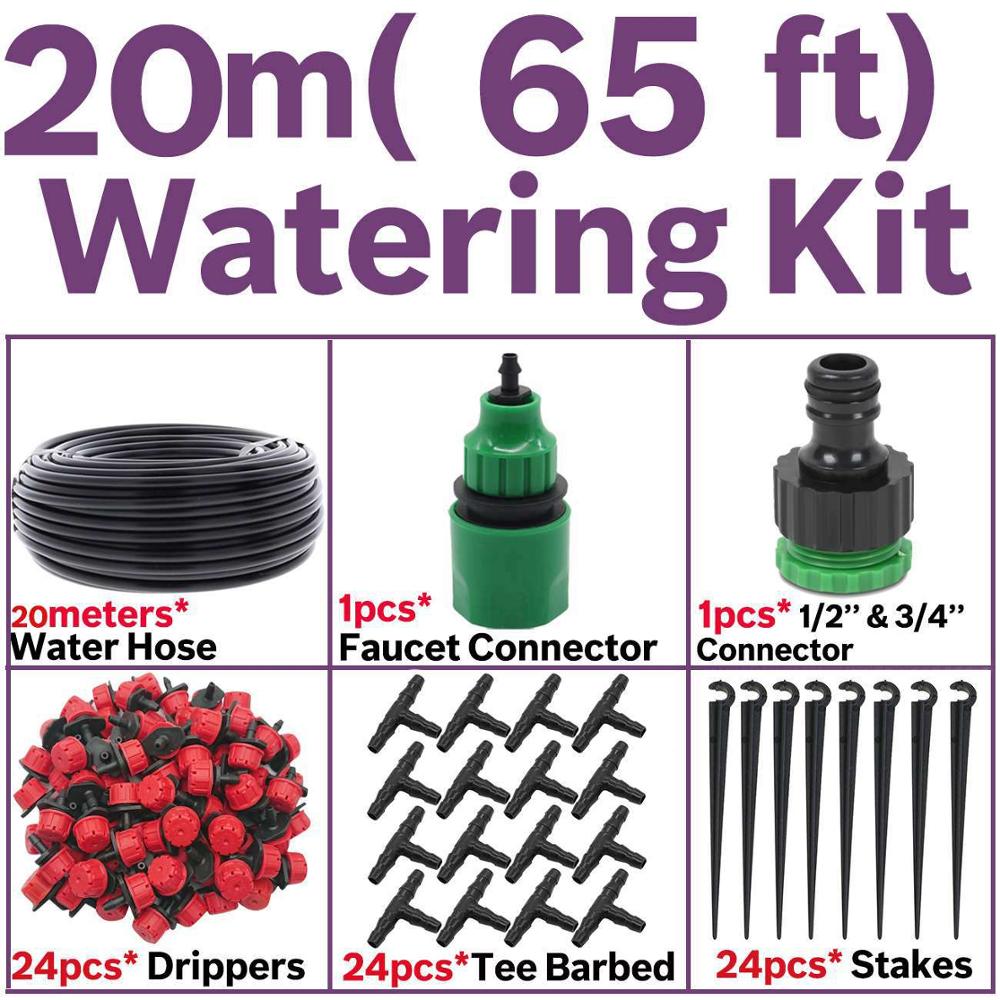 5m-25m automatiske 1/4 '' mikro drypvanding have 4/7mm slange vandingssystem kits & justerbar dyse mister drypper: Ksl 01-019-20m