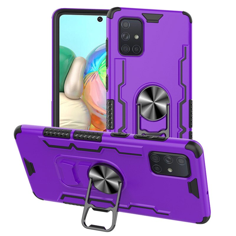 For Samsung Galaxy A51 A71 Case Car Magnetic Ring Shockproof Armor Case for Galaxy A51 A71 Stand Holder Phone Cases: For A71 / Purple