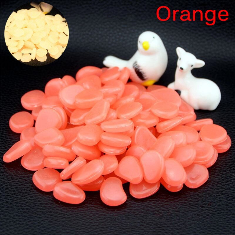 ! 10pcs/lot Luminous Pebbles Rocks Garden Ornaments Stone Glow In The Dark Garden For Walkways Fish Tank Decorations: Orange