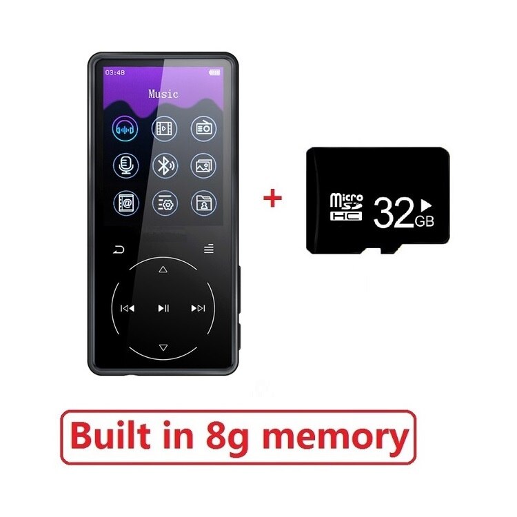 Nuovo Metallo RUIZU D16 Portatile Bluetooth Lettore MP3 Schermo da 2.4 pollici 8gb/16gb HiFi Giocatore di Musica di Sostegno FM, la registrazione, E-Book,Video: black 8G add 32G
