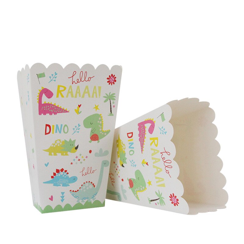 Sarjakuva dinosaurus syntymäpäiväjuhlat koristeet lasten lautaskuppi olki lautasliinat pussit kertakäyttöastiat baby shower tapahtuma juhlasetti: Popcorn-laatikot 6 kpl