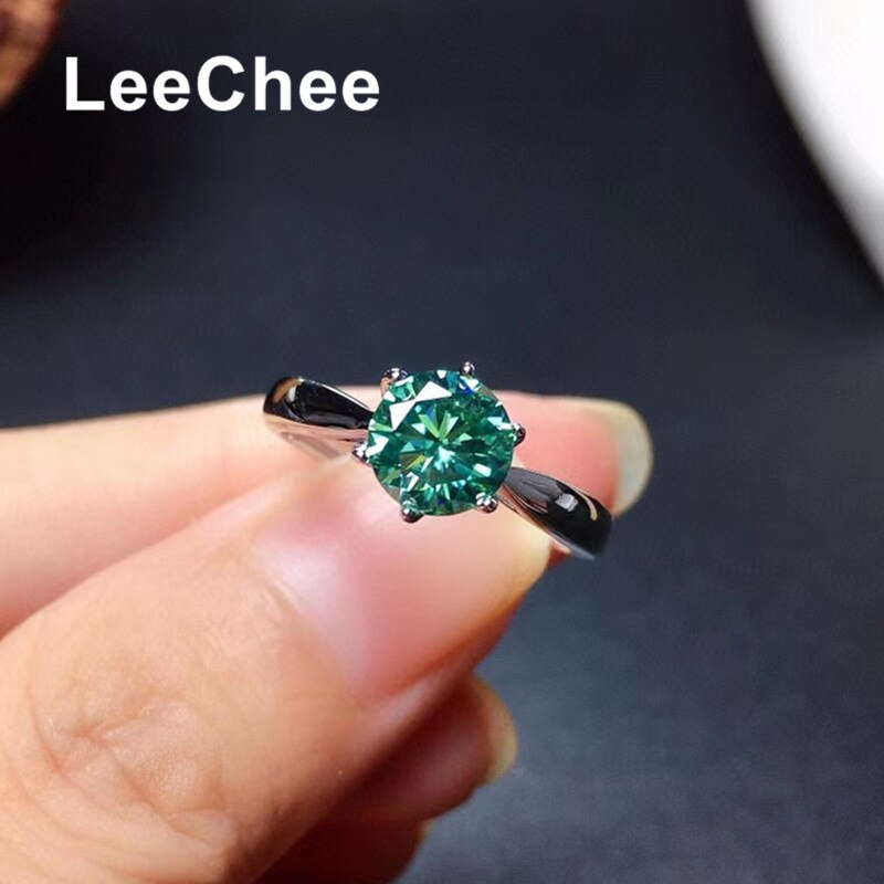 Groen Blauw Moissanite Ring Echte 925 Sterling Zilveren Fijne Sieraden 1CT Vvs Lab Diamond Met Certififcate Voor Vrouwen Anniversarygift