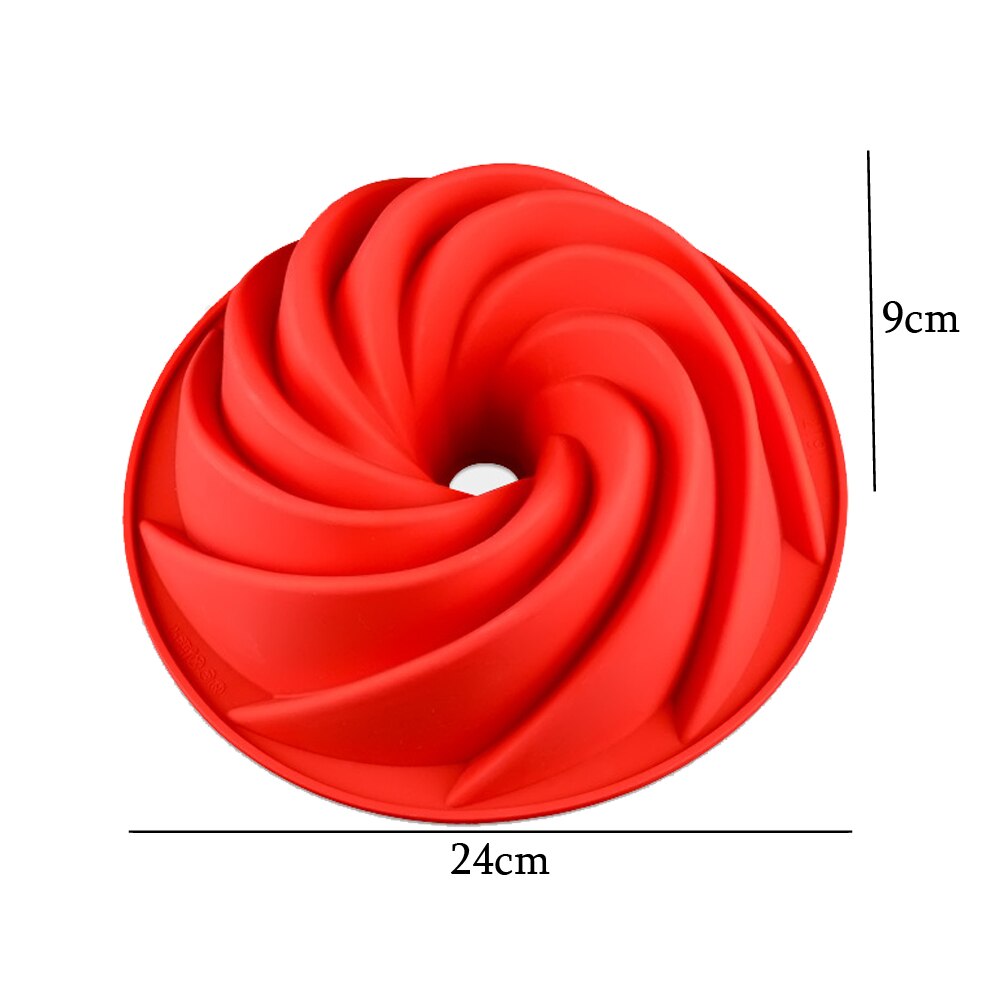 9 Inch Fluted Round Silicone Baking Molds Pan Oven Roasting Non-Stick Bundt Cake Mousse Bread Pan Grade Silicone Bundt Tins: Red