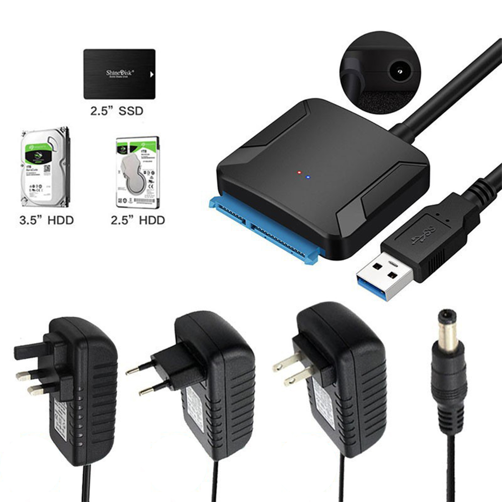 SATA to USB 3.0 HDD Drive Cable External SSD HDD SATA Hard Disk Adapter Cable Easy Drive Cables with 12V Power Adapter