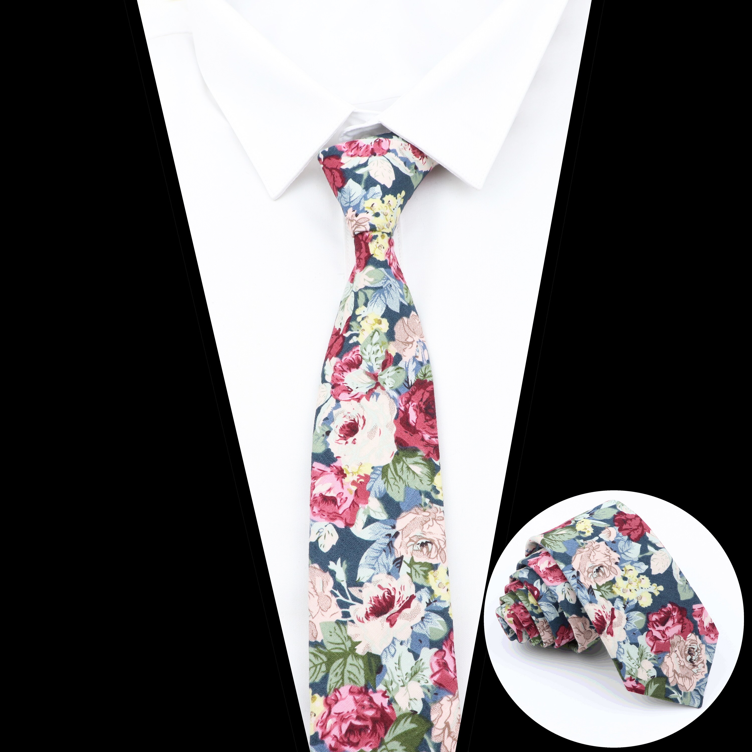 Nova moda algodão gravata floral para homem mulher silm gravata com estampa flor padrão gravata para casamento casual gravatas ternos cravat
