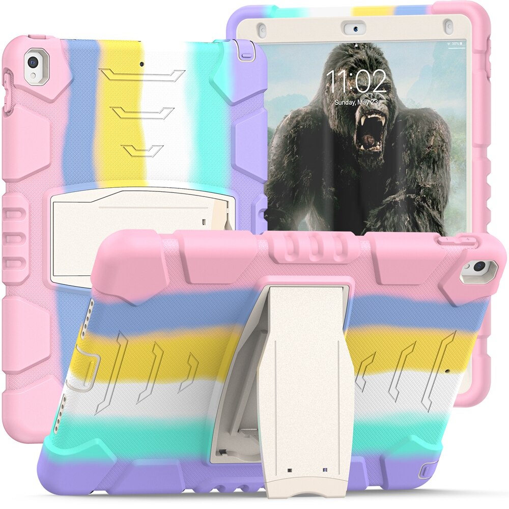 Para Apple iPad Air 3 Pro 10,5 A1701 A1709 A2123 A2152 funda segura para niños a prueba de golpes PC funda híbrida de silicona con soporte para tableta: 1 / Plata