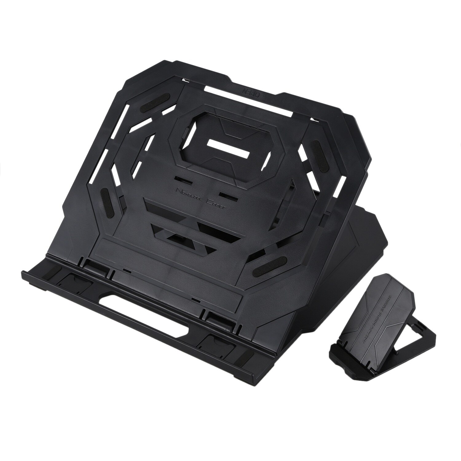 Coolcold Plastic Laptop Stand Folding Multifunctionele 360 Graden Roterende Notebook Koeler Met Telefoon Stand Voor 15Inch Laptop: Black