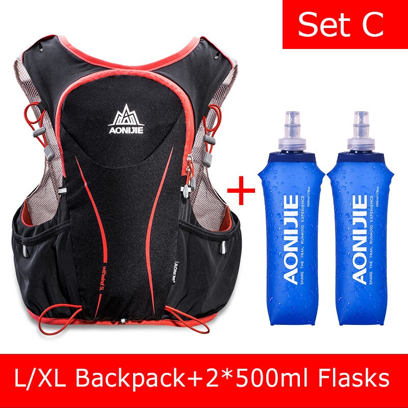 AONIJIE-Paquete de hidratación E906, mochila, chaleco, arnés, vejiga de agua, senderismo, Camping, correr, Maratón, deportes, 5L: E906 Set C