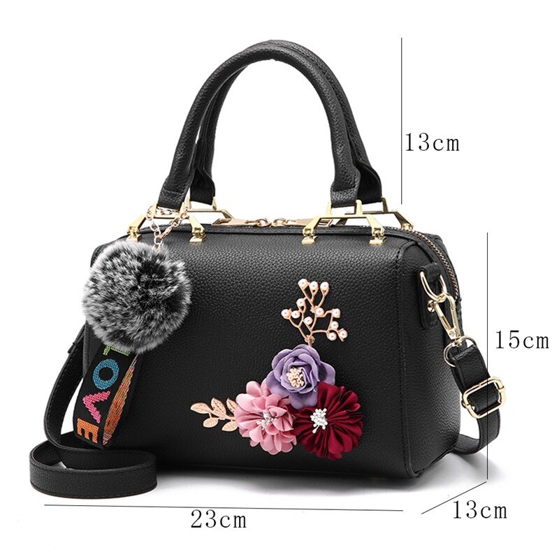 LKEEP Mini Boston Shoulder Bag Women Leather Long Handbags Female Crossbody Messenger Bag Bolsa Sac Ladies Small Tote: black 3