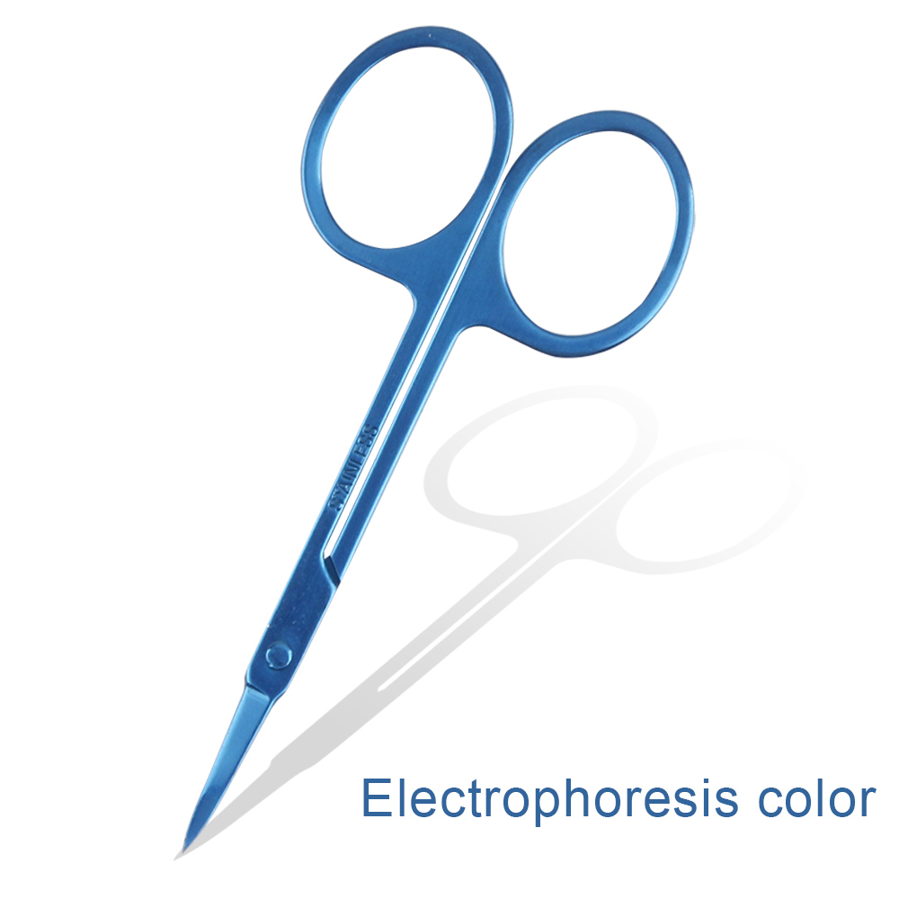 Nail Cuticle Scissors Manicure Curved Tip Nails Scissors Cuticles Remover Cutters Skin Nose Eyebrow Scissors Makeup Beauty Tool: Blue
