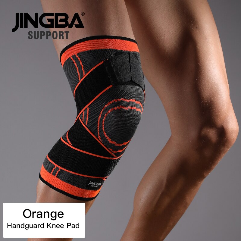 JINGBA UNTERSTÜTZUNG Neue 1PCS Nylon knie protector + armband Unterstützung + knöchel unterstützung + basketball knie pads Tennis badminton Klammer: Orange Bandage Knee